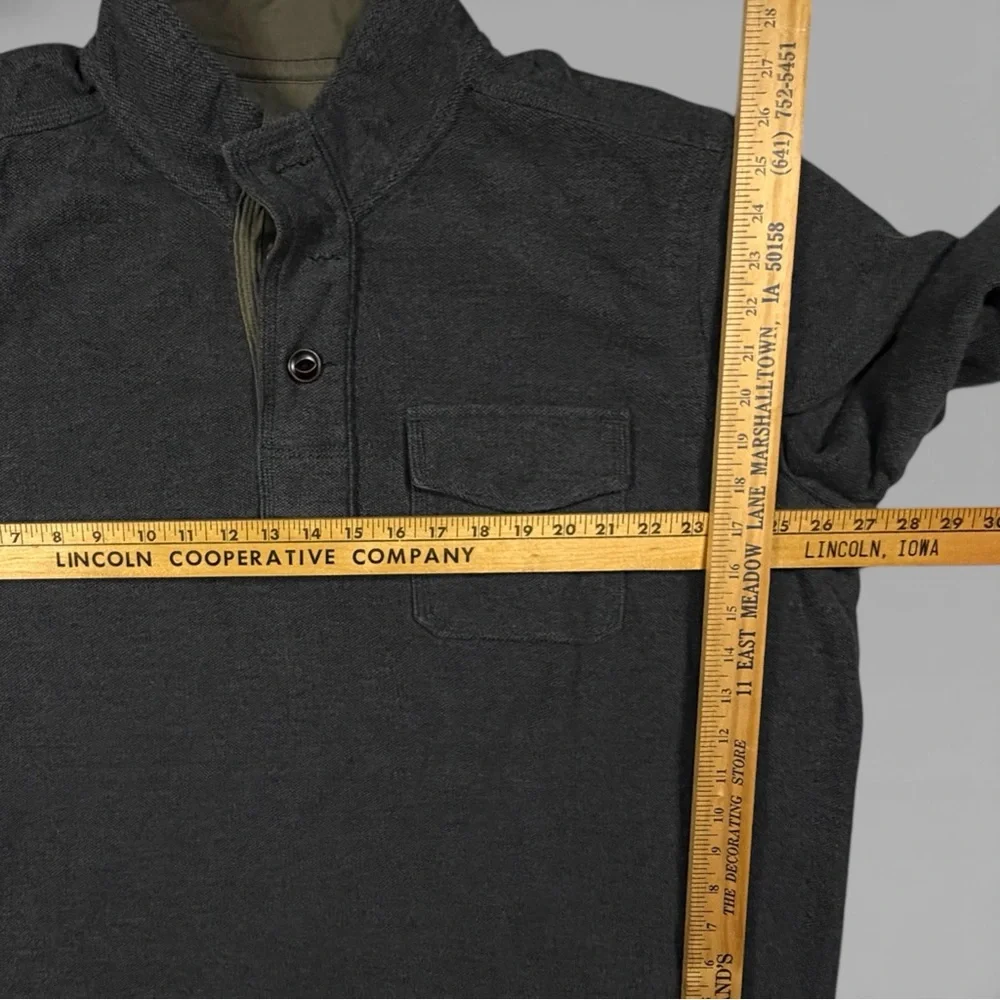 Eddie Bauer Charcoal Long Sleeve Henley Sweater‎ Shirt High Neck Button 1/4 XL - Picture 8 of 16